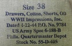 Drawers, Cotton, Short, OD (Army) CLOSEOUT sold as-is. All sales final.