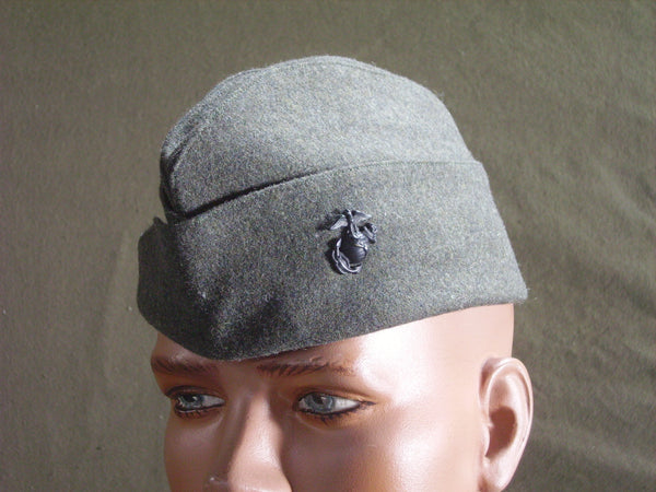 Cap, Garrison, USMC, Winter, WWII (Pisscutter). CLOSEOUT sold as-is. All sales final.